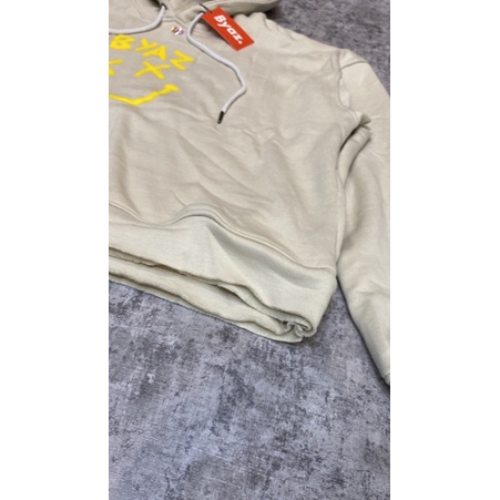 Hoodie BYAZ Crop Oversize Unfinished Fake Smile