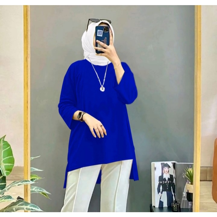 JOSJOLI_STORE/Tunik Hijab Enjoy dan Polos/Atasan Wanita Dewasa Lengan Panjang/Fit XXL