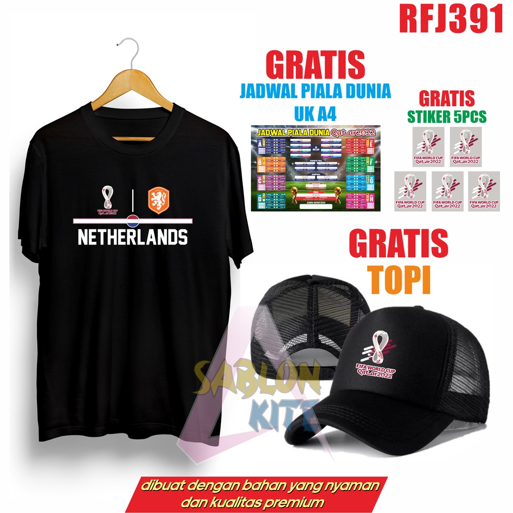 GRATIS TOPI STIKER JADWAL!!! KAOS PIALA DUNIA FRANCE DLL WORLD CUP QATAR 2022 RFJ391