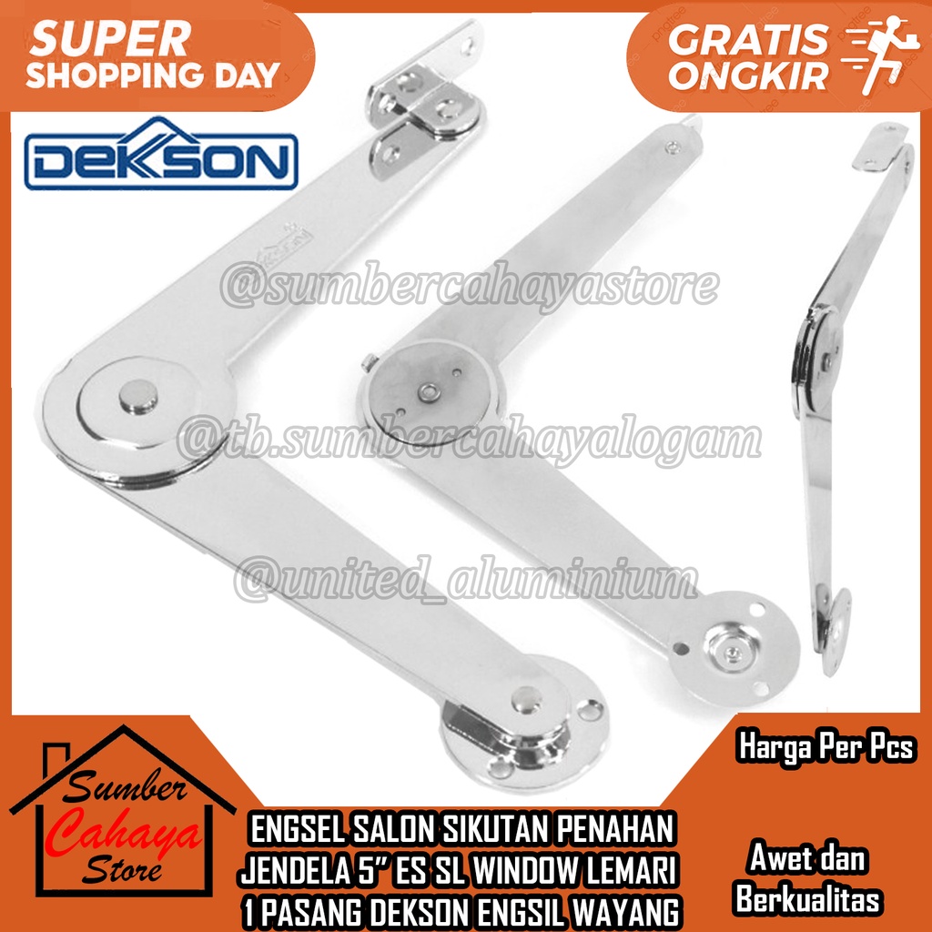 DEKSON Hinge Engsel Salon Sikutan Es Sl 5" 9" Cp Jendela Engsil Wayang Siku Penahan Jendela Window S