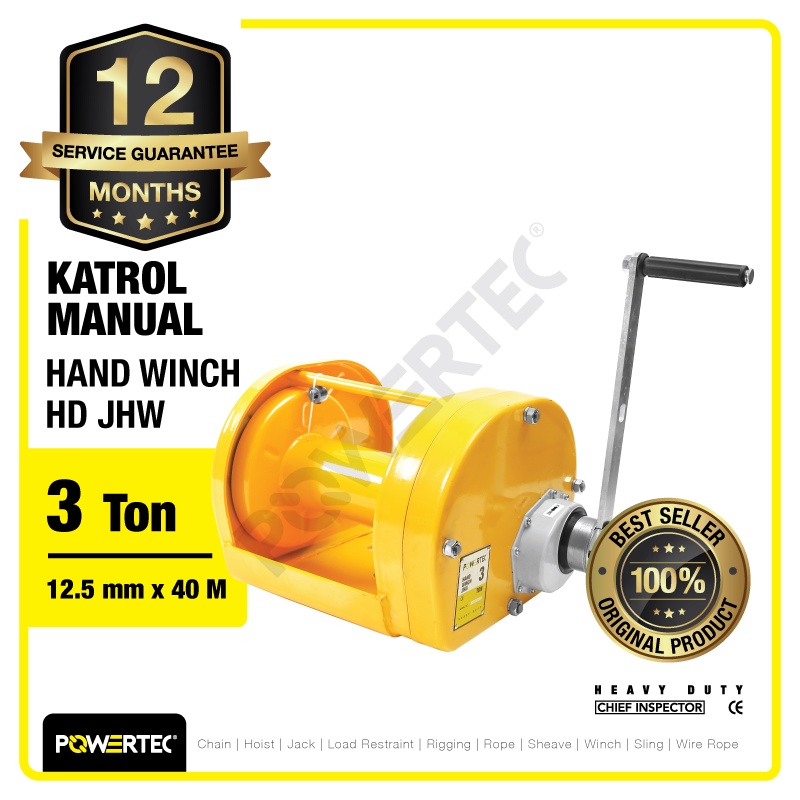 POWERTEC Hand Winch / Boat Winch / Katrol Manual 3 Ton JHW HD