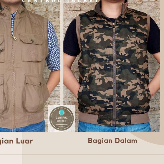 ROMPI JEEP PRIA BOLAK BALIK LORENG - JAKET ROMPI OUTDOOR - ROMPI PRIA - Cokelat, 3XL(XXL lokal)