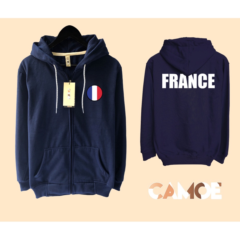 Jaket Hoodie Zipper CAMOE France Flag Bendera Prancis