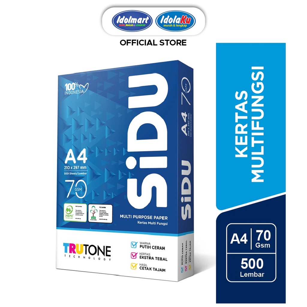 

IDOLMART Kertas HVS A4 70 gram Sidu sinar dunia