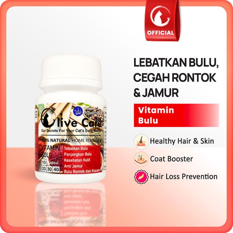 Olive Care Vitamin Bulu Kucing Melebatkan dan Menumbuhkan Bulu Mencegah Kerontokan Rambut Kucing ORD 2