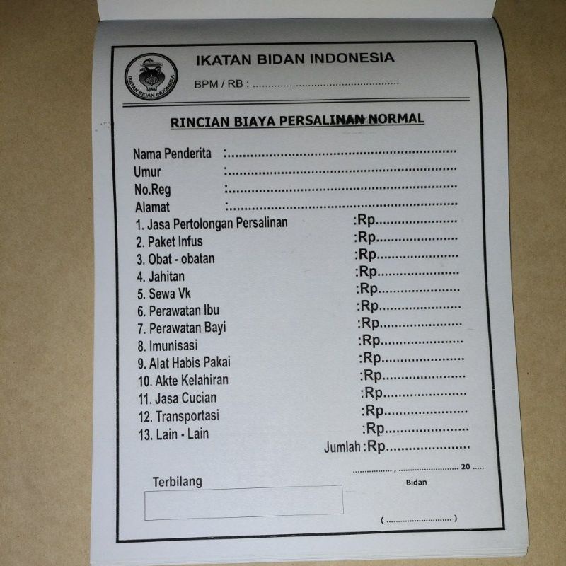 

Buku Kecil Bidan Rincian Biaya Persalinan Normal 2024