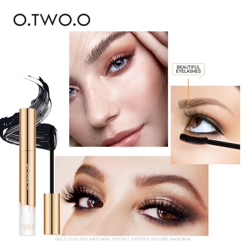 O.TWO.O Mascara Waterproof Long Lasting Volumizing Eye Lash Makeup / O.TWO.O Gold Mascara Waterproof Long Lasting Curling Eyelash Cosmetic Maskara badai tahan air dan tahan lama