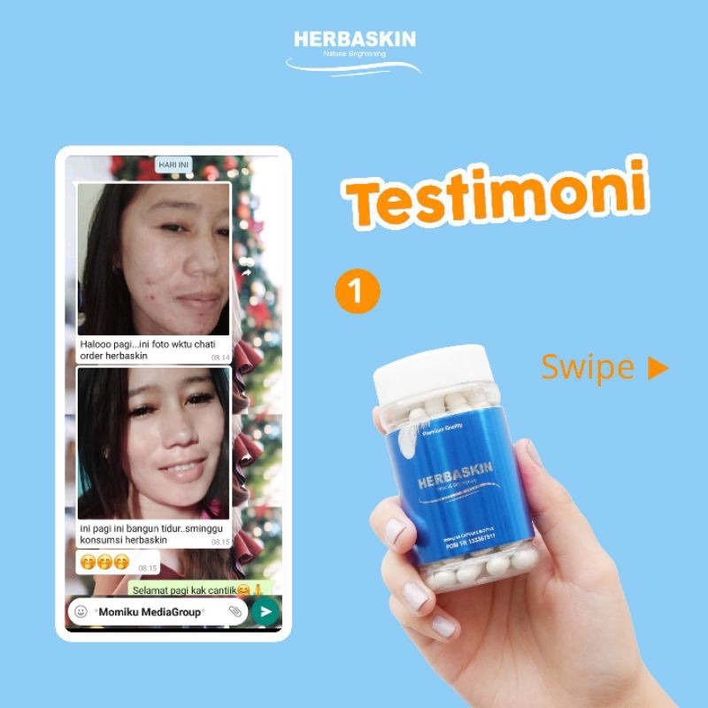 100% ASLI HERBASKIN natural brightening pemutih wajah kulit sehat alami