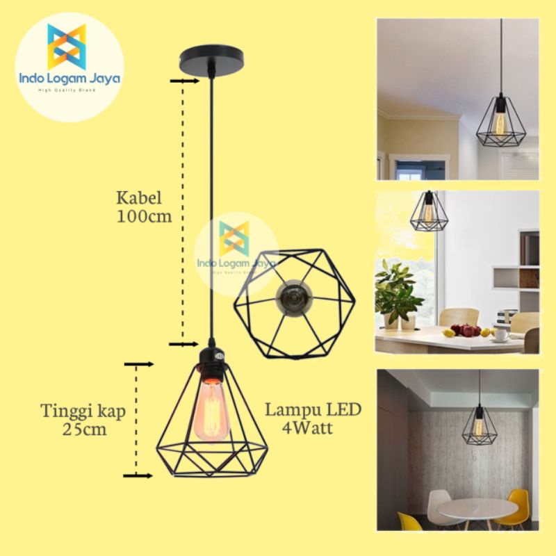 Lampu gantung hias minimalis paket komplit / hiasan lampu teras rumah, kafe, dekorasi termurah