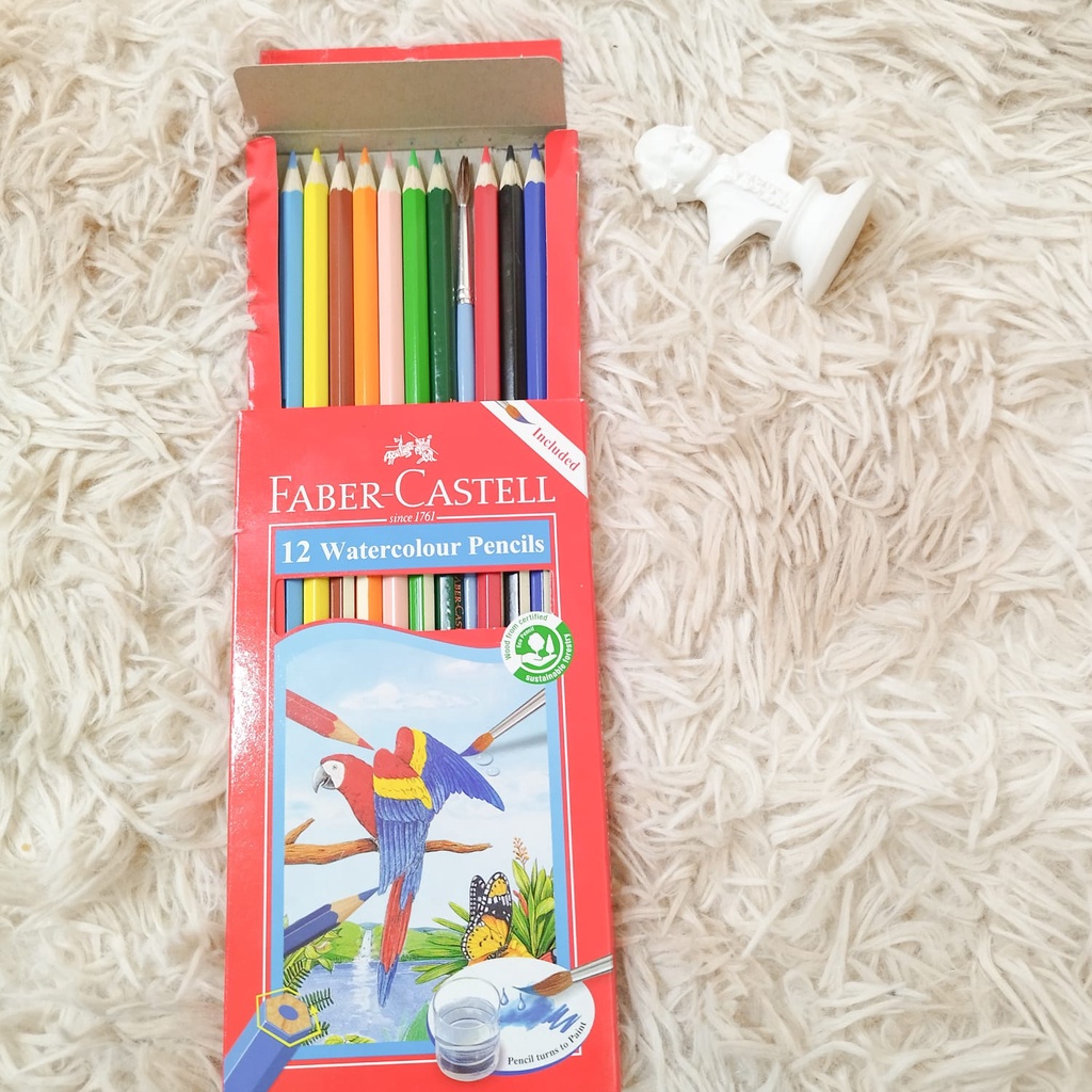 

PENSIL WARNA MERK FABER CASTELL WATERCOLOUR 12 PCS / PENSIL WARNA DENGAN KUAS TERMURAH