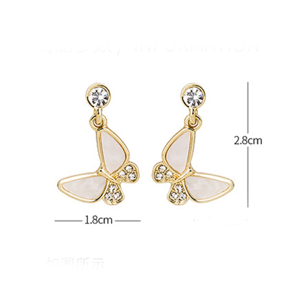 Anting Stud Bentuk Kupu-Kupu Bahan Resin Warna Emas Untuk Wanita