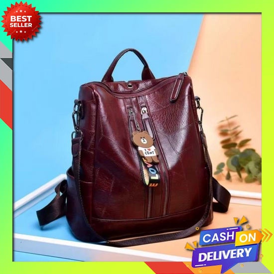 Tas Ransel Wanita - Punggung Backpack Bahu Laptop Kekinian Terbaru Murah Bagus Korea Import Simple E