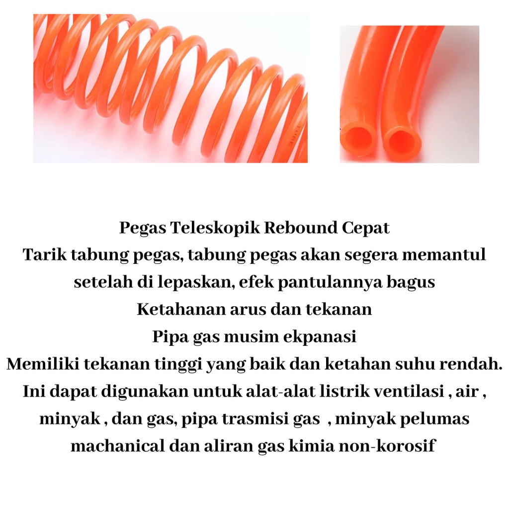 Recoil Hose Selang Angin Kompresor Spiral 12meter 9meter 6meter selang kompresor angin per ukuran 8x5 mm