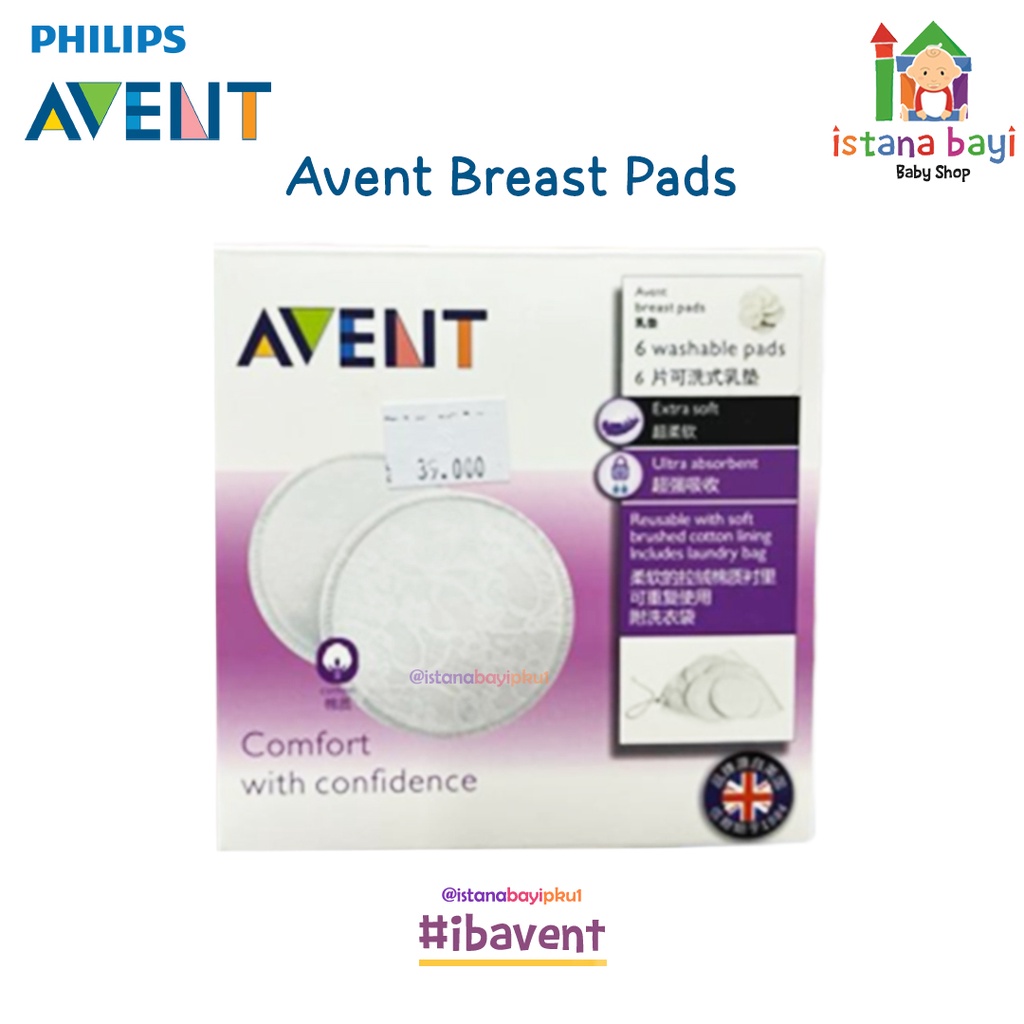 Avent Washable Breastpads (isi 6 pcs) with laundry bag/Penyerap Asi