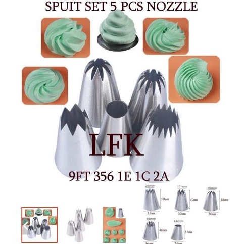 TREND SPECIAL SPUIT 4PCS SET #9FT #356 #1E #1A NOZZLE BESAR JUMBO PIPING KUE STOK TERBATAS