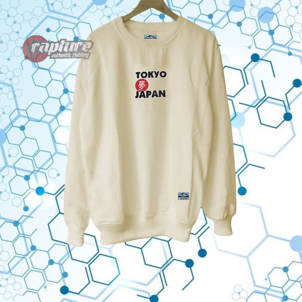 Basic Sweter Crewneck Pria Wanita Distro Oversize Original Bahan Flecee Tebal Warna Cream List Tokyo Japan Brand Rapture Clothing Switer Crewneck Cowok Cewek Distro Premium Terlaris 2022