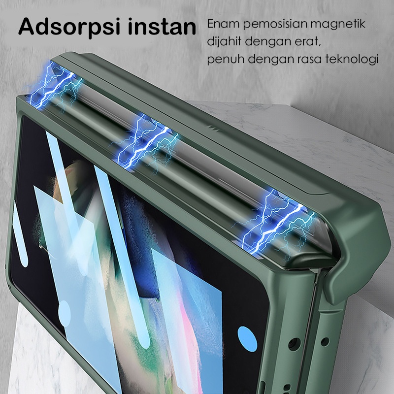 (Pena Gratis)⚡Casing Case Samsung Galaxy Z Fold 3 Dengan Engsel Magnetik Protect ARMOR Stand Adjust Untuk Samsung Galaxy Z Fold 3 Fold3 5G