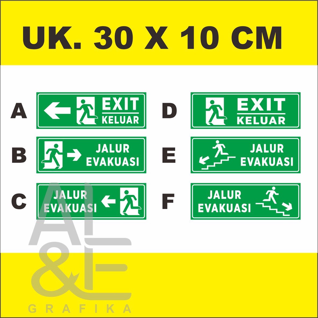 

026 STIKER EXIT - JALUR EVAKUASI, STIKER VYNIL MURAH UK 30 X 10 CM
