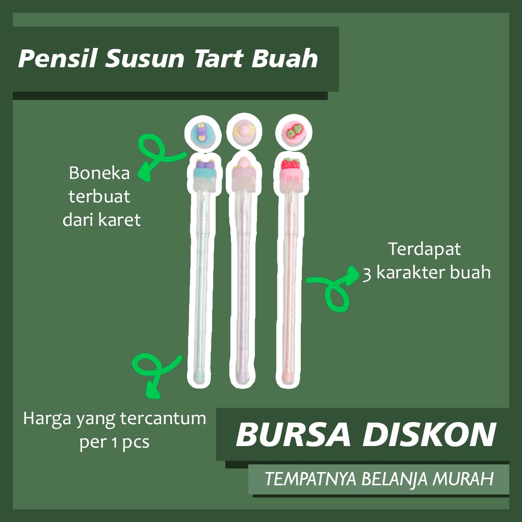 

Pensil Susun Tart Buah Pencil Peluru Kue Pastel Peach Blueberry Strawberry Bensia