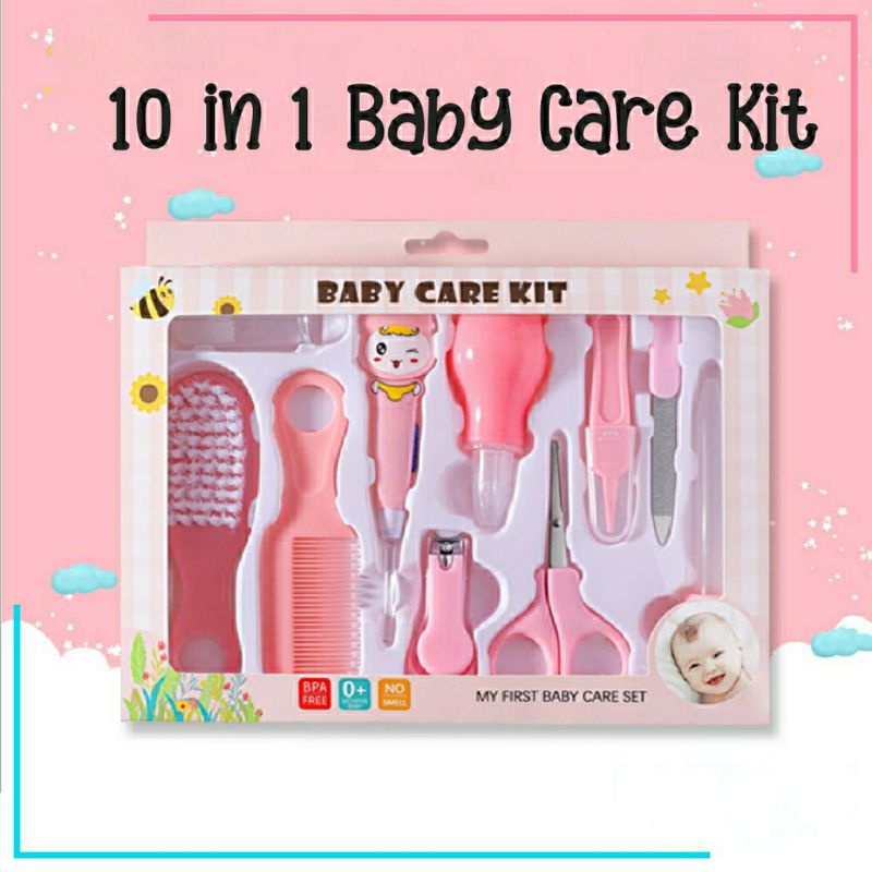 Baby Care Kit Set 10 in 1, Sisir Baby Gift Gunting Kuku Pemotong Kuku Bayi Kado Lahiran