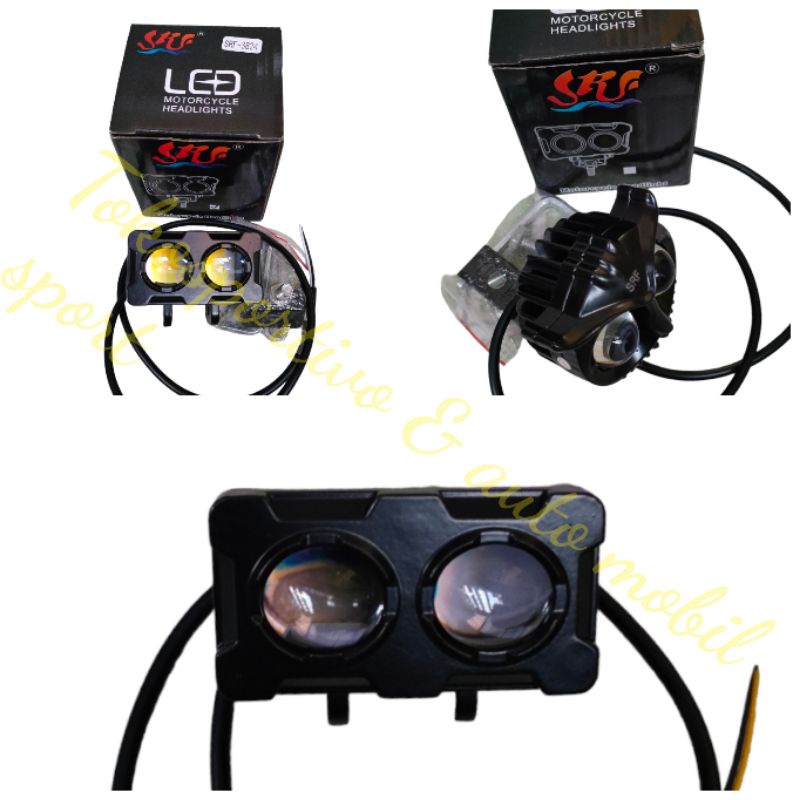 LAMPU LED SOROT TEMBAK LASER 2MATA LED 2WARNA MINI PROJIE MOBIL MOTOR LED