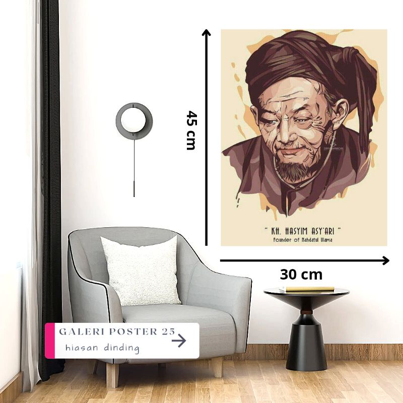HIASAN DINDING JUMBO KH HASYIM ASY'ARI POSTER JUMBO TOKOH ULAMA KIYAI INDONESIA PAJANGAN RUANG TAMU 