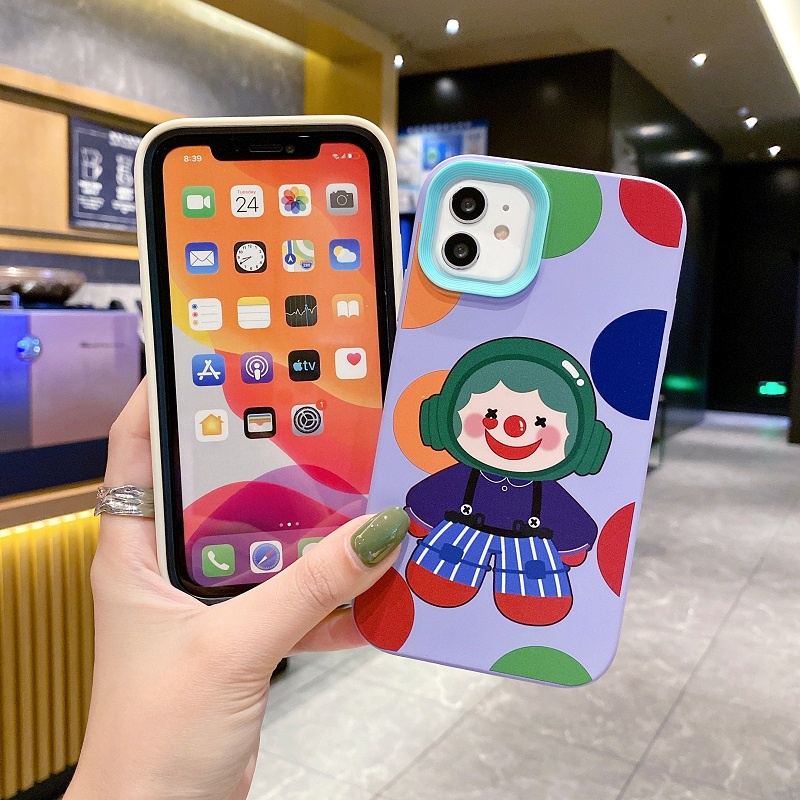 3 in 1 case Pelindung Bahan Silikon Cair Tahan Jatuh Desain Badut Untuk iPhone 11 12 13 14 Pro MAX X XR XS MAX 7 8 Plus