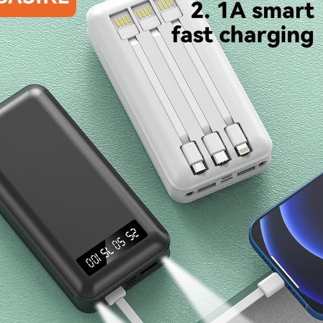 PowerBank 20000 mah Power Bank Murah Mini Dual USB LED BASIKE Fast - Putih 20000mah