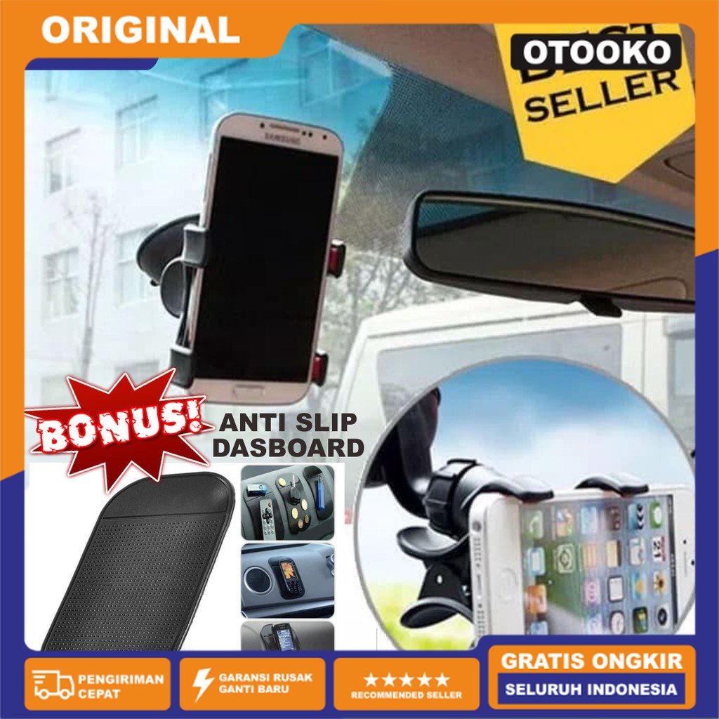 Car Holder Universal Suction cup Lazypod Mount HP Gps Mobil tripod handphone + gratis Anti Slip