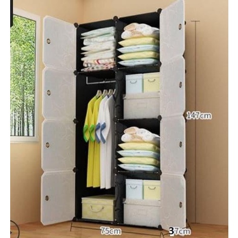 

MAGIC WARDROBE LEMARI BAJU PLASTIK DIY 8 PINTU + GANTUNGAN (DIY-009) stock ready