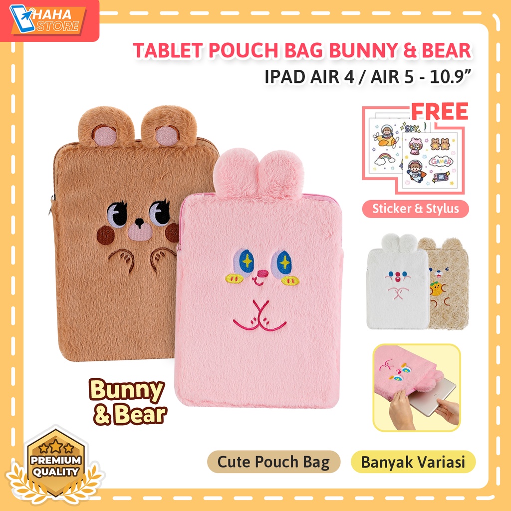iPad Air 4 / Air 5 M1 10.9 inch 2022 2020 Pouch Tablet Bag Cute Cartoon Bunny Rabbit Tas Sarung Case