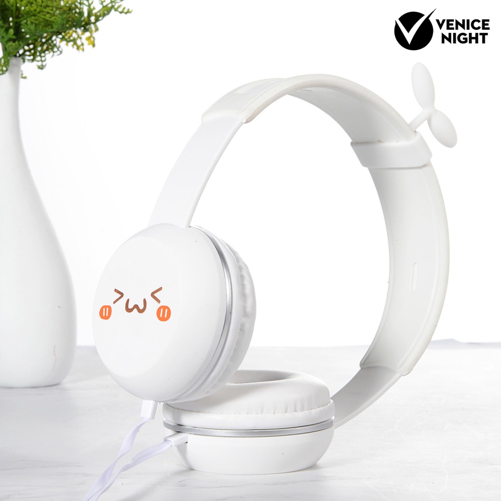 (VNEP) (Berkabel) Headphone Cartoon Universal 3.5mm Heavy Bass Over Ear Headset untuk Ponsel