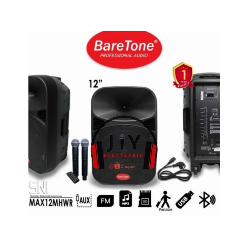 Speaker Portable Wireless Baretone 12 inch MAX12MHWR MAX 12MHWR MHWR