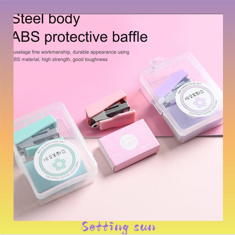 stapler staple cute set Stapler Mini Set Staples Perlengkapan Kantor  Mengikat Logam Kreatif TN