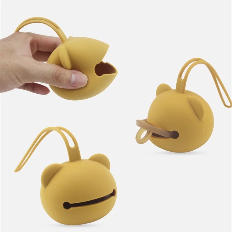 1pc Paket Benda Kecil Portabel Perhiasan Koin Kantong Dengan Tali Tas Kepala Panda Lucu Kunci Headset Wadah Penyimpanan Dot Bayi Silikon Tempat