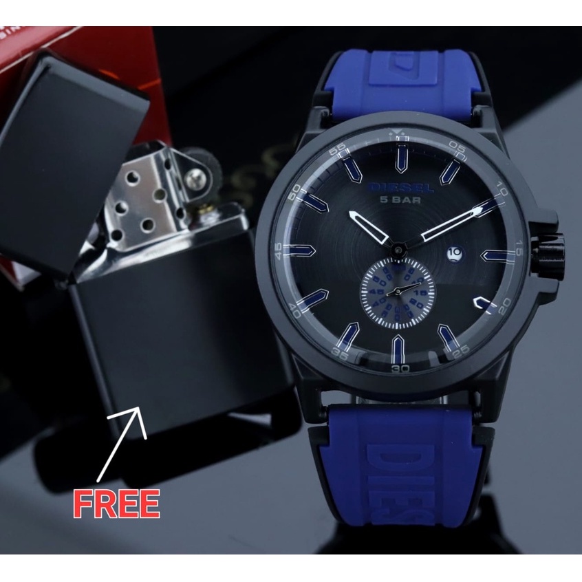 Jam tangan Pria Jam tangan Strap Rubber Jam tangan Analog Tanggal Aktif Free item Seperti Iklan