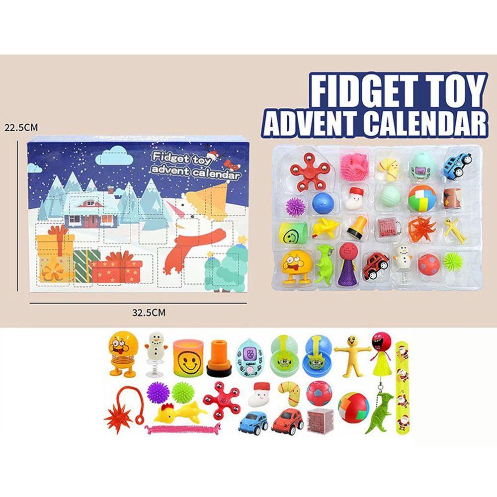 Solighter Natal Advent Box Holiday Multi Style Natal Dengan 24pintu Kecil Dorong Bubble Mainan Set