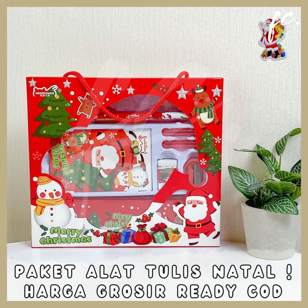 

Paket Jurnal Set 7 in 1 Tali Agenda / Gift Box Hampers / Hadiah / Bingkisan Kado Notebook Journal Diary Alat Buku Tulis Notepad Motif Natal Santa Claus Xmas Christmas Tree Lengkap Import Grosir Ready COD