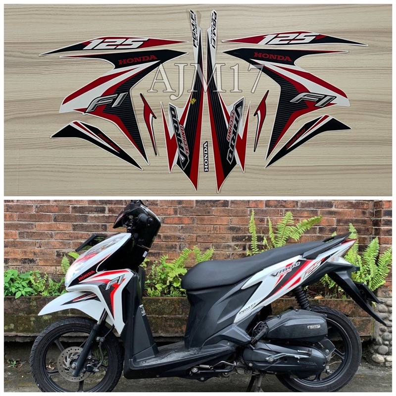 STIKER STRIPING VARIO TECHNO 125 FI 2014 PUTIH MERAH