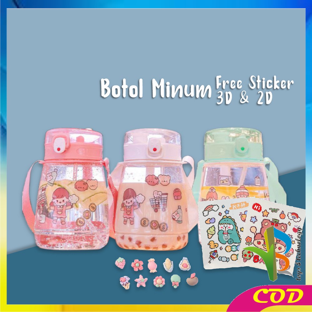 RB-C303 Botol Minum 1300ML BPA FREE Kartun Lucu / Botol Minum Karakter Sedotan / Botol Air Minum 1.3 Liter Food Grade