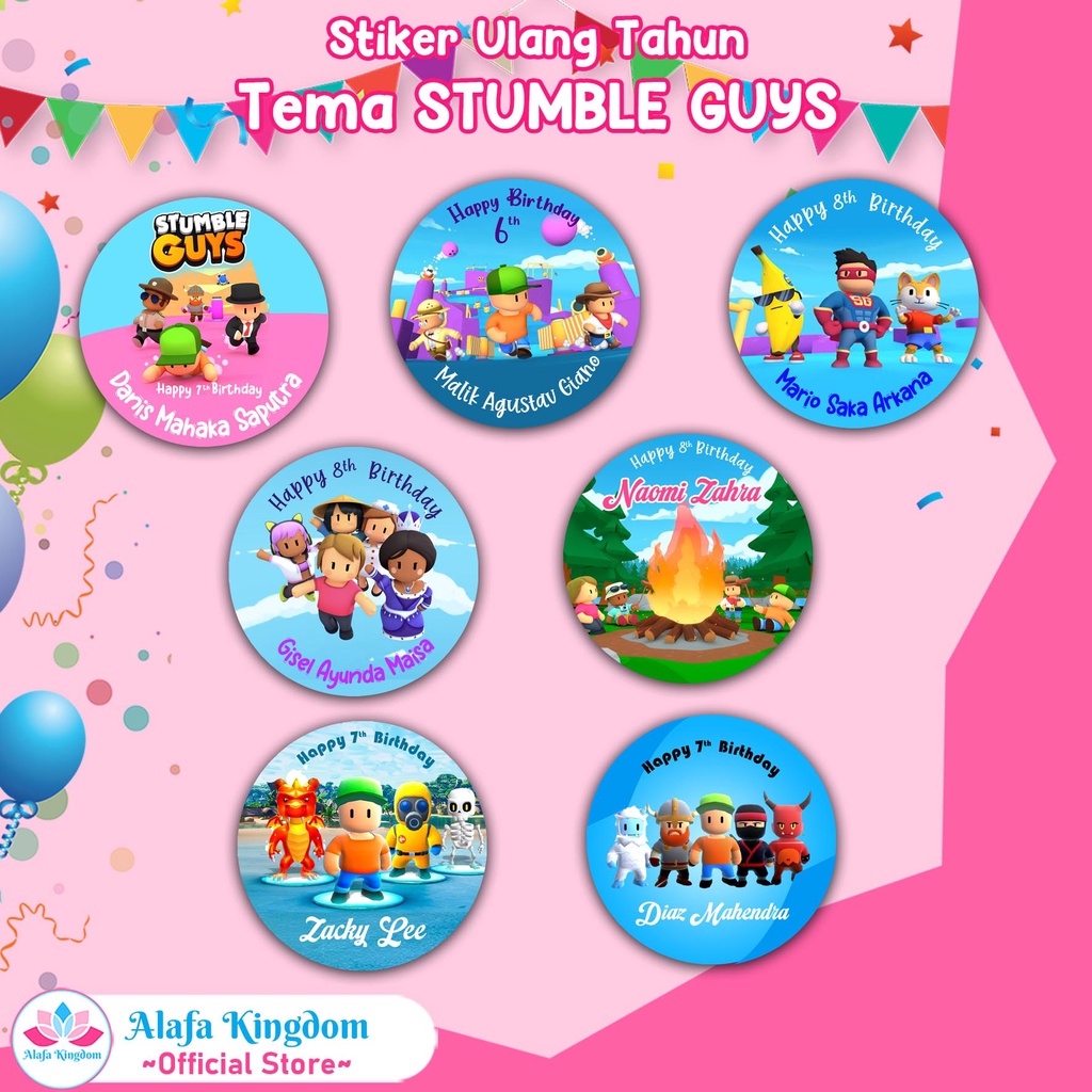 

AlafaKingdom Stiker Ulang Tahun Anak Stumble Guys | Label Stiker Ultah Birthday Stumble Guys