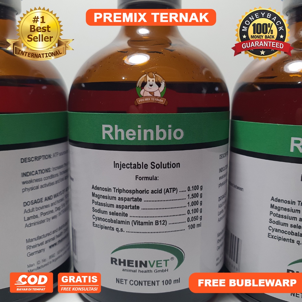 RHEINBIO 100 ML Injeksi ATP - Penguat Otot dan Penambah Stamina Hewan - Rheinvet Jerman