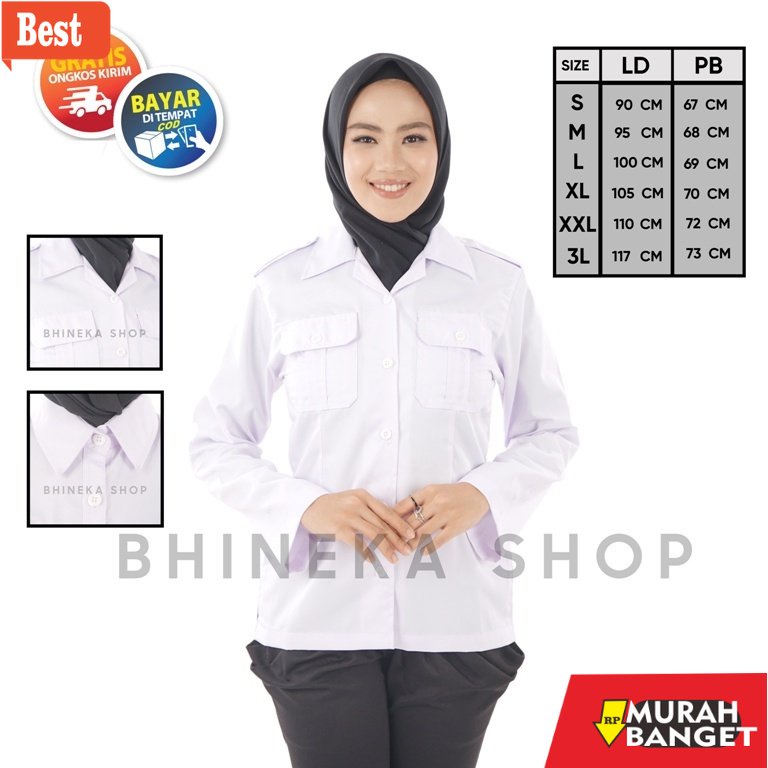 atasan wanita terbaru 2022 Kemeja putih dinas Wanita Baju Putih Pdh Pns Wanita Kemeja Atasan Putih K