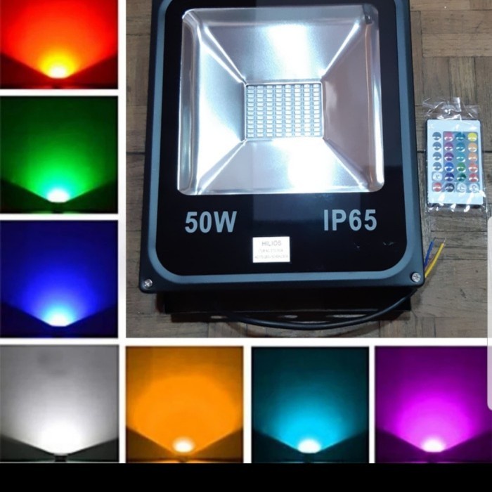 TERBARU Lampu led sorot Lampu tembak rgb warna warni 50w 50 w watt remot - 50 Watt