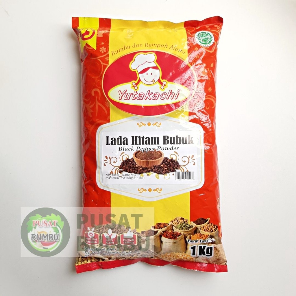 MURNI Lada Hitam Bubuk 1Kg Yutakachi /Blackpepper Powder /Black pepper/ Merica Bubuk /Pusat Bumbu