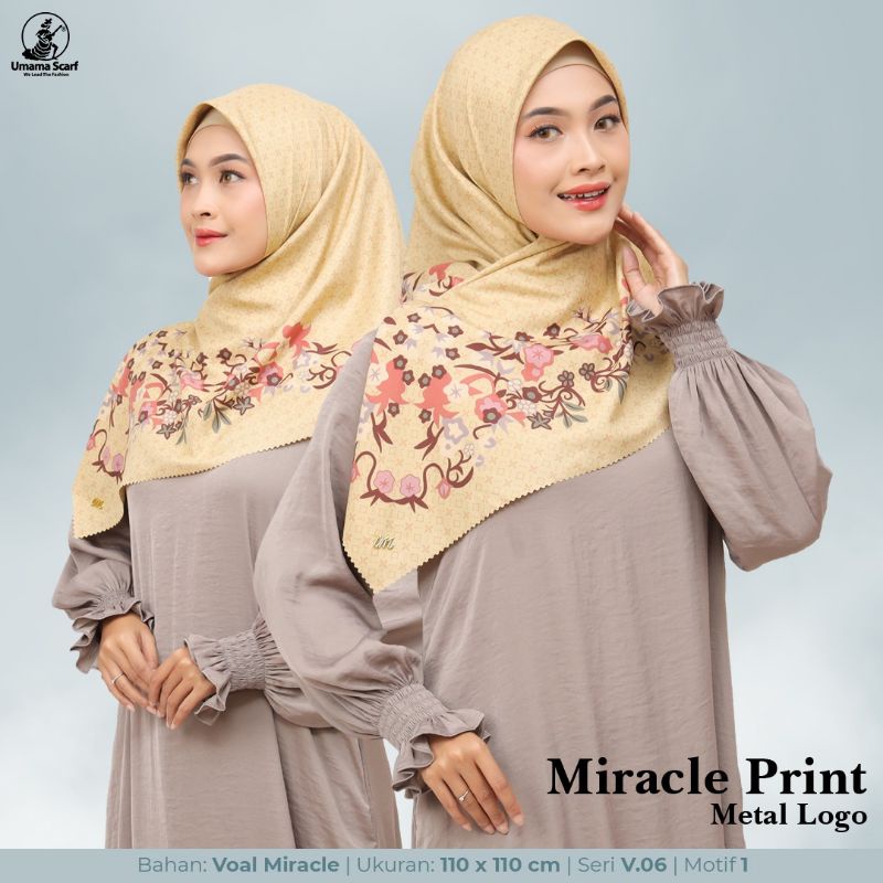 [SEGIEMPAT UMAMA MIRACLE PRINT METAL LOGO] segiempat miracle print metal logo••hijab segiempat voal motif