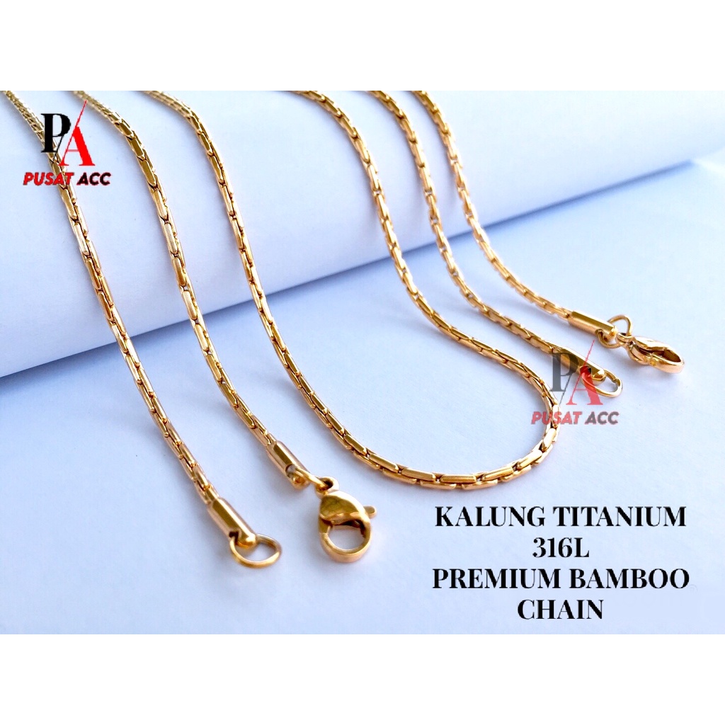 Kalung Rantai Titanium Stainless ROLO BAMBU Premium Chain Pria Wanita Anti Karat Kalung Rantai Pendant