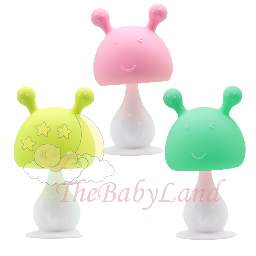 [1KG 25PCS] Babyland Mainan Teether Jamur Lonceng Lucu Gigitan Kerincingan Bayi