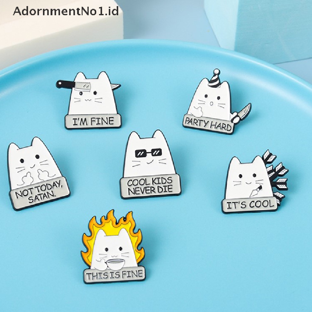 Bros / Pin Enamel Desain Kucing Kartun 1 | I 'M FINE Untuk Hadiah Anak