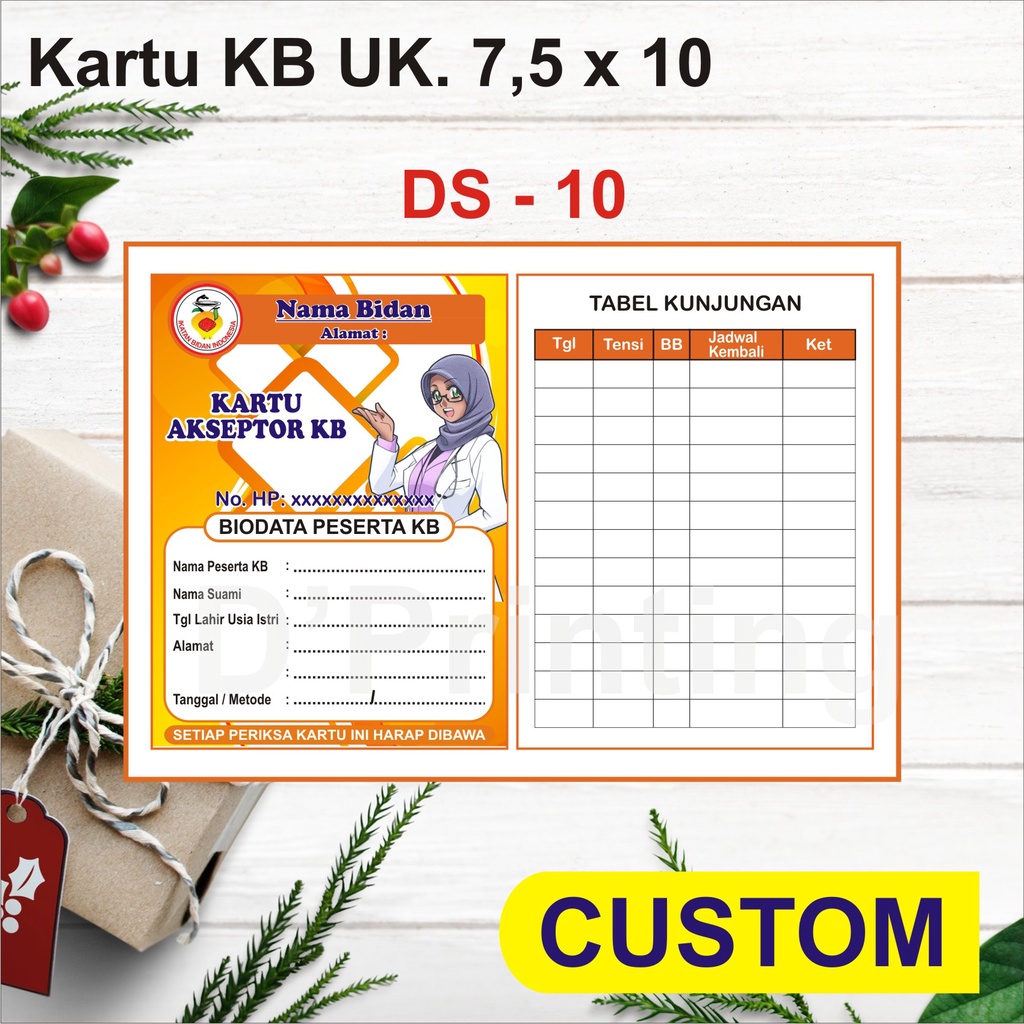 

kartu akseptor KB, Kartu KB TANPA LIPAT CUSTOM